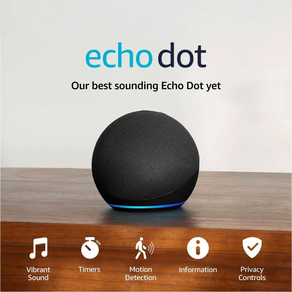 Amazon Echo 5th Gen smart speaker with Alexa voice assistant.
