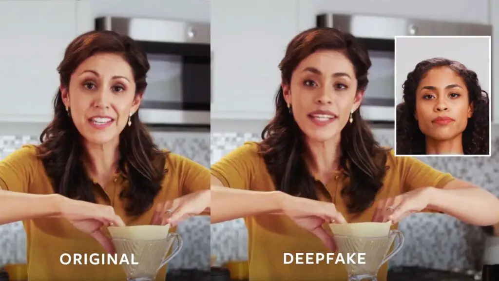 Example of a deepfake scam impersonating a person.