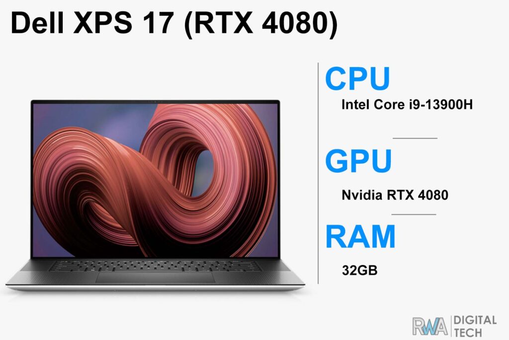 Dell XPS 17 with RTX 4080, great for AI development and data science in 2025