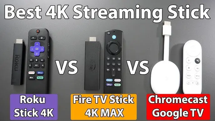 Comparison of Amazon Firestick, Roku, and Chromecast streaming devices.