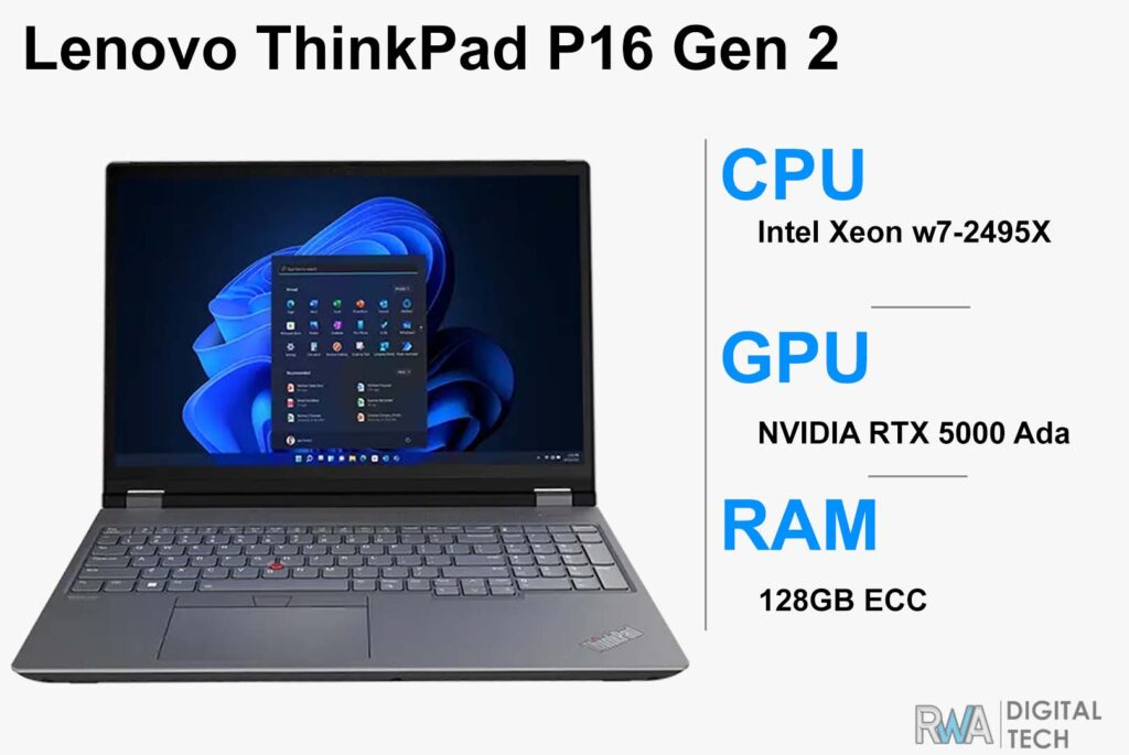 Lenovo ThinkPad P16 Gen 2 workstation laptop for AI engineers and deep learning tasks.