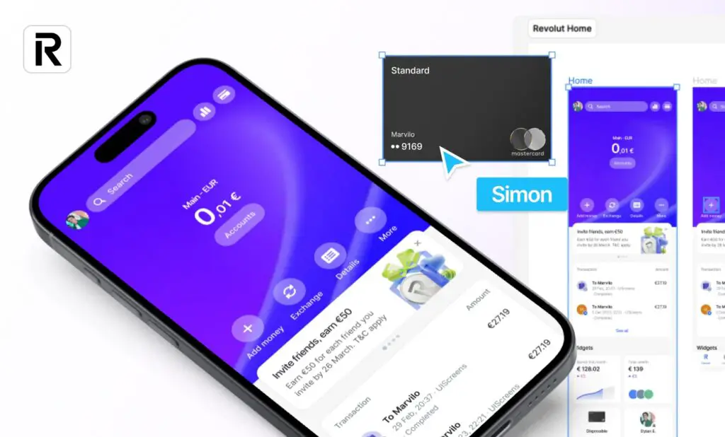 Revolut mobile app interface showing fintech innovations
