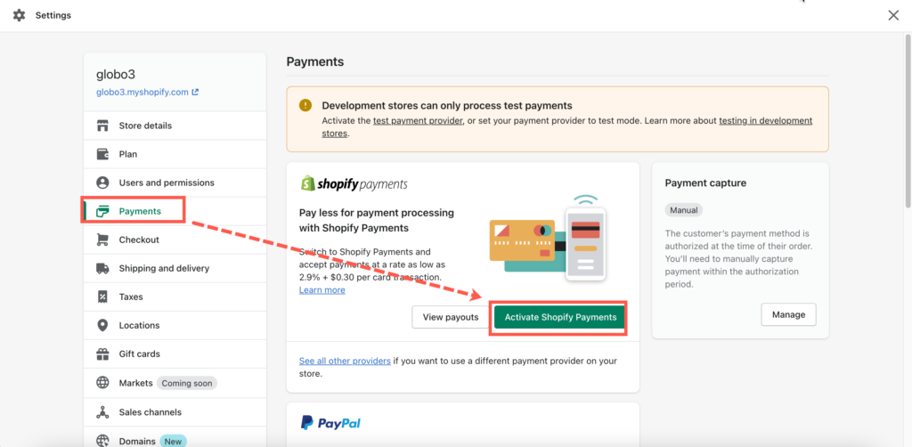 Adding Payment gateways to shopify