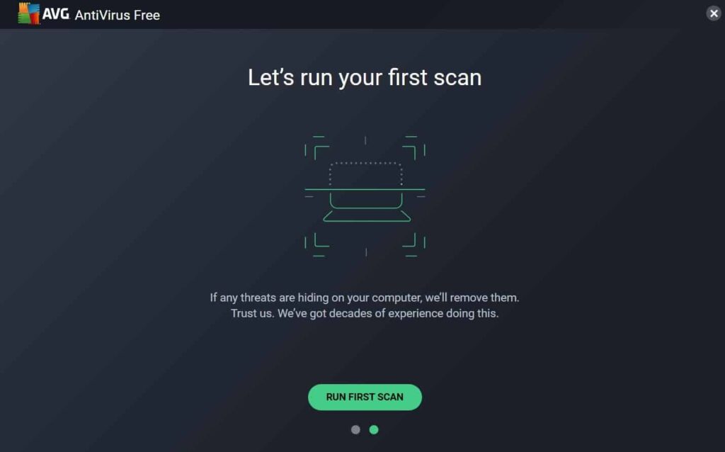 AVG antivirus software run scan 