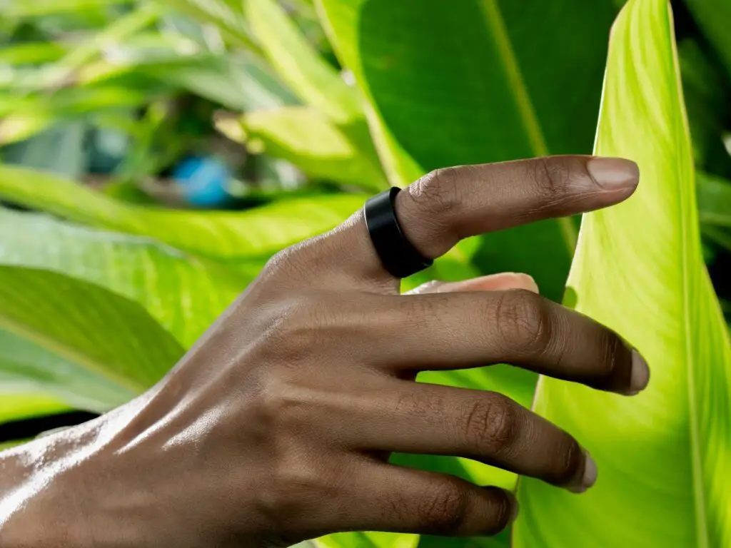 Close up of a hand with the UltraHuman ring air ring