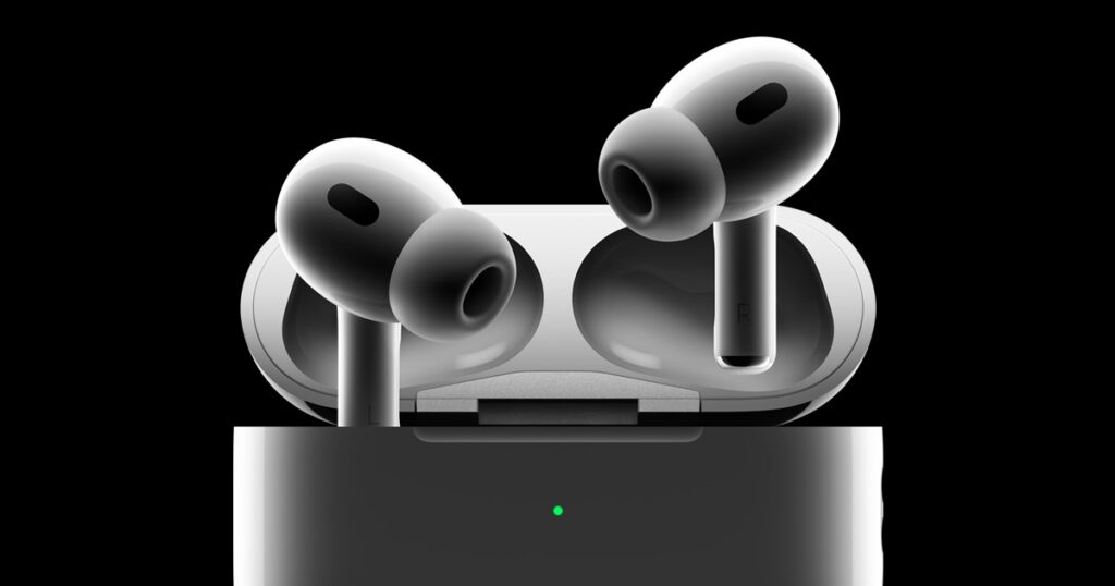 Apple AirPods Pro 2nd Gen with MagSafe charging case.