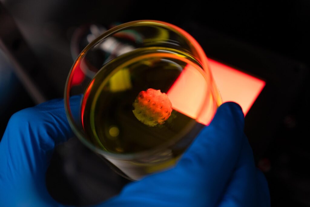 3D bioprinter printing layers of living tissue in a lab