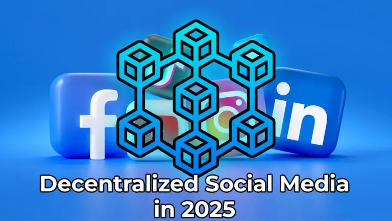 Blockchain symbol merging with popular social media icons.