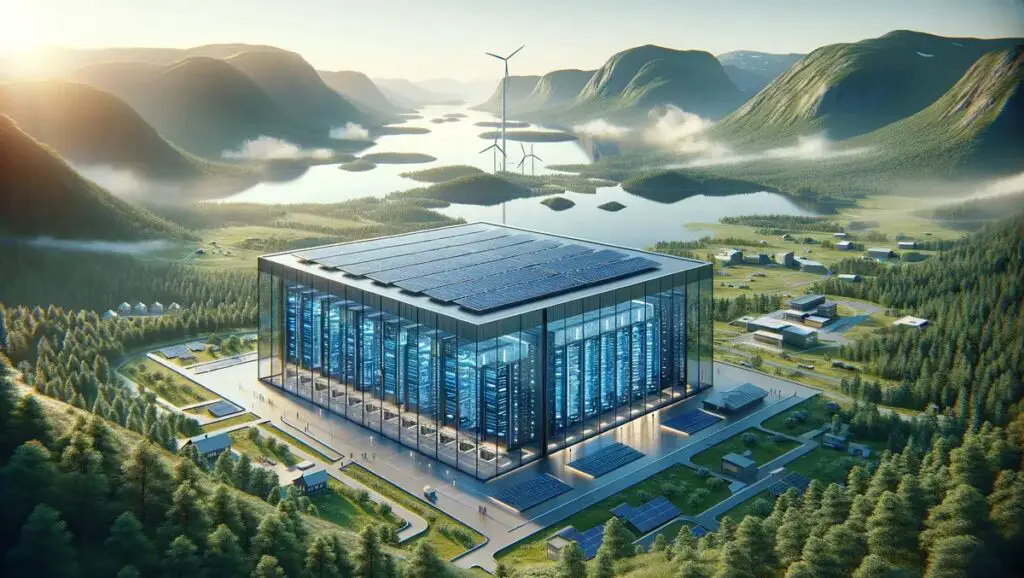Concept of Futuristic data center utilizing Supercloud technology for operations.