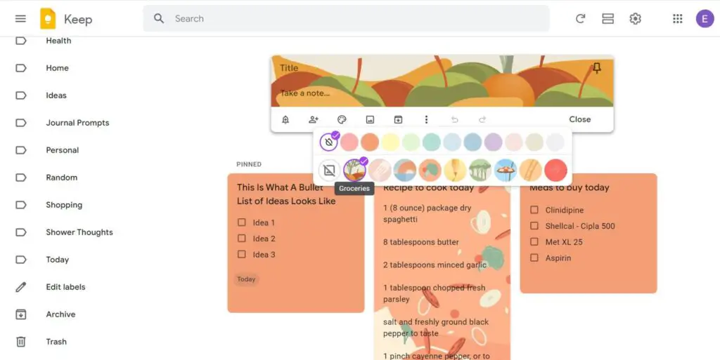 Google Keep app showing colorful sticky notes and checklists.