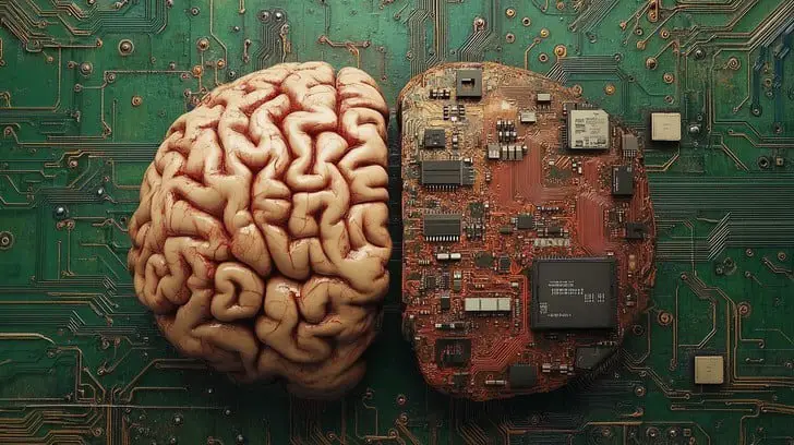 Neuromorphic brain chip representing the fusion of AI and neuroscience.
