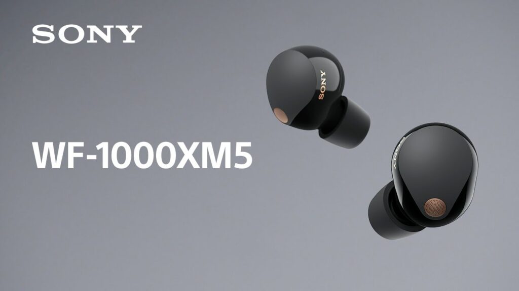 Sony WF-1000XM5 wireless earbuds with noise cancellation.
