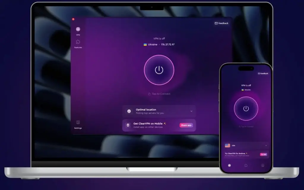 VPN app displaying an active secure connection.
