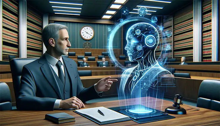 Human lawyer collaborating with an AI assistant.