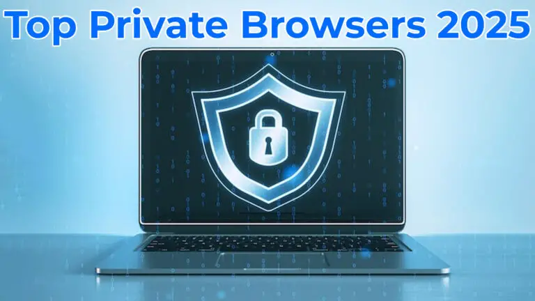 Laptop showing private browsing with shield icon